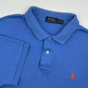 Polo Ralph Lauren Mens XL Blue Classic Fit Short Sleeve Polo Shirt Orange Horse